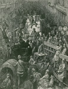 De straatscène van Londen door Gustave Dore